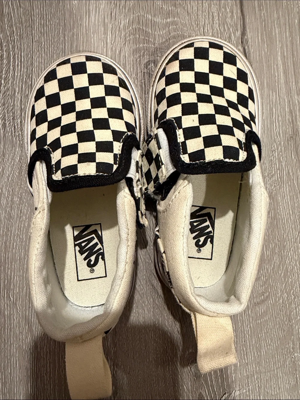 Vans Toddler 6C Checkerboard Slip-On Sneakers - Black and White